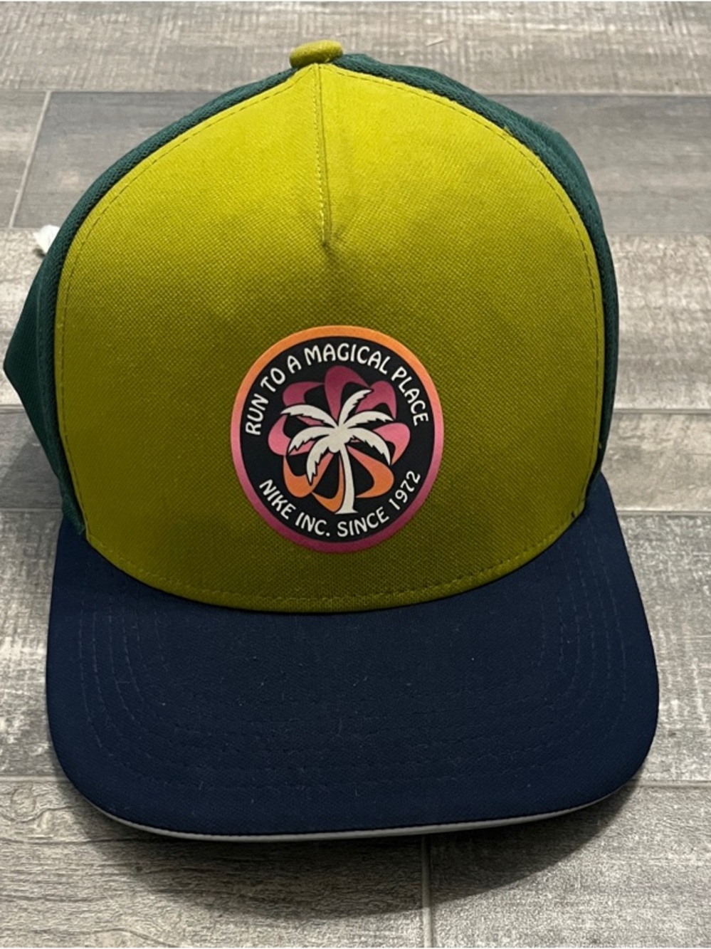 Nike Green and Navy Palm Patch Trucker Hat